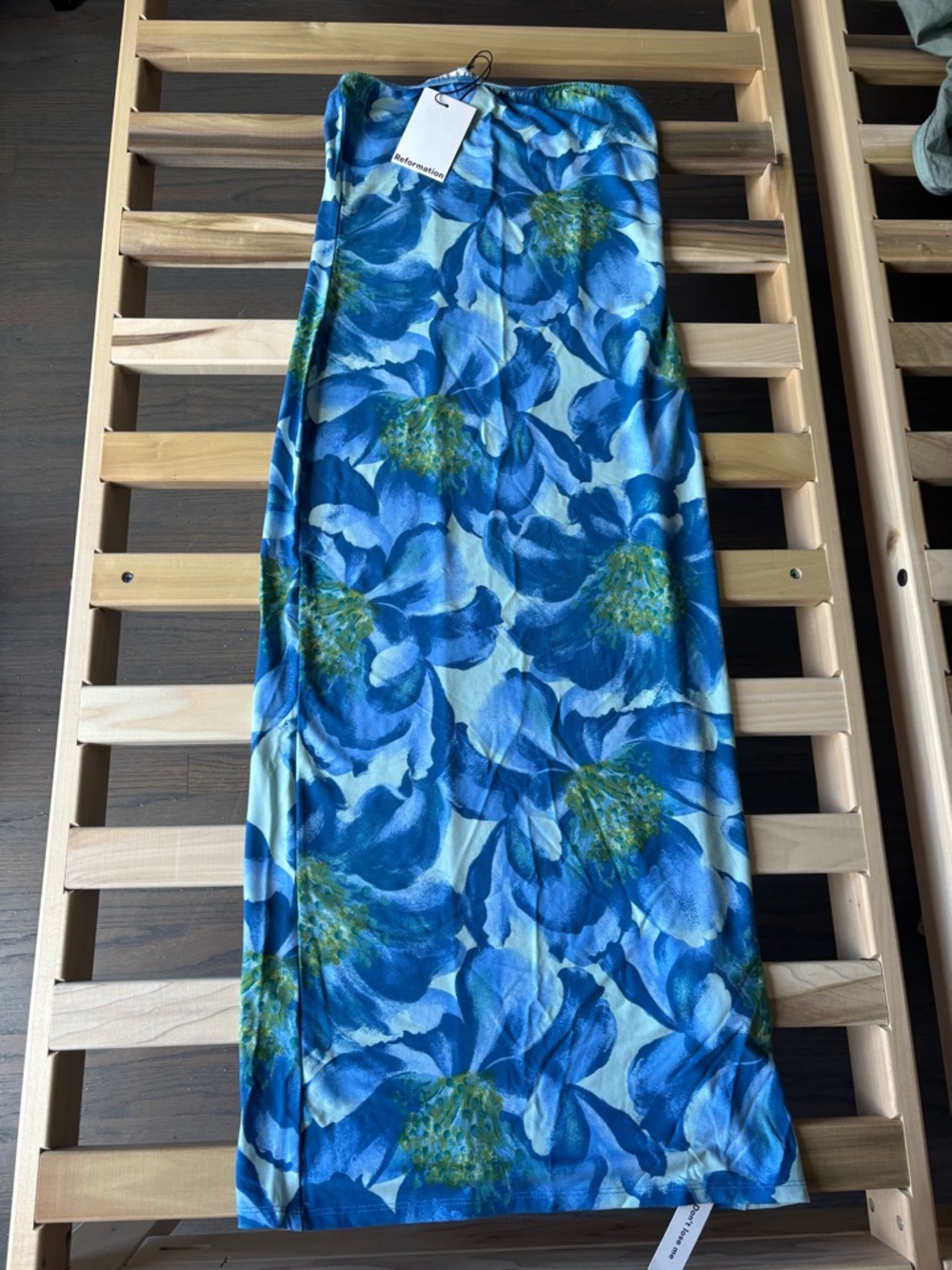 Reformation Blue Strapless Dress